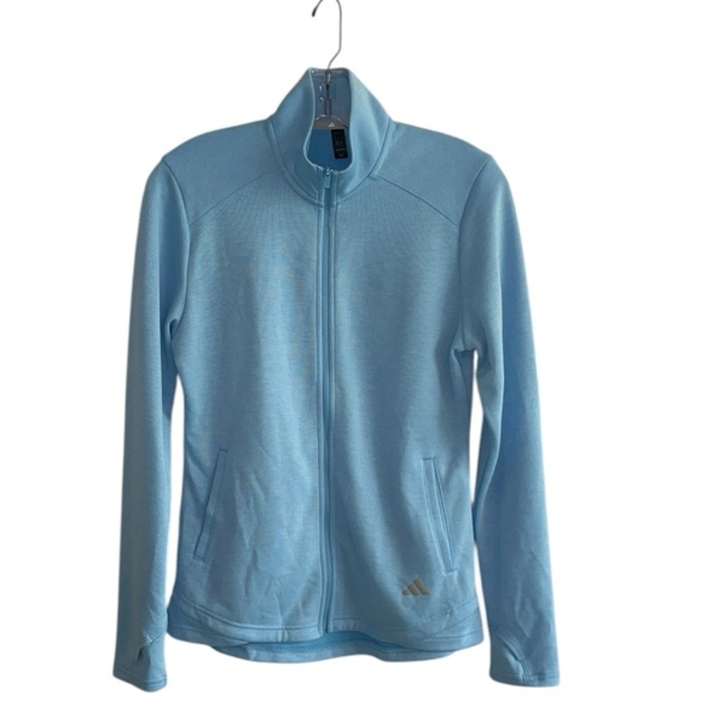 Adidas Light Blue Zip Front Thumb holes, Size Small
